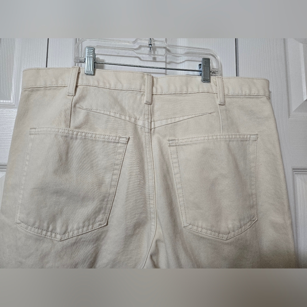 White Denim Jeans, Cropped Vintage Wide Leg, Size 12, Mid Rise, Cuffed Leg, NWT - Picture 8 of 13